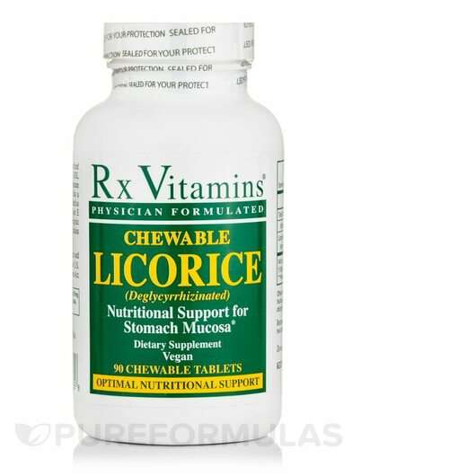 Основне фото товара Rx Vitamins, Chewable Licorice Deglycyrrhizinated, Лакриця, 90...