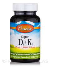 Super D3 + K2 125 mcg 5000 IU & 90 mcg Витамин D3 Carlson
