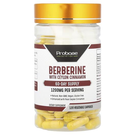 Основное фото товара Берберин, Berberine With Ceylon Cinnamon, 120 капсул