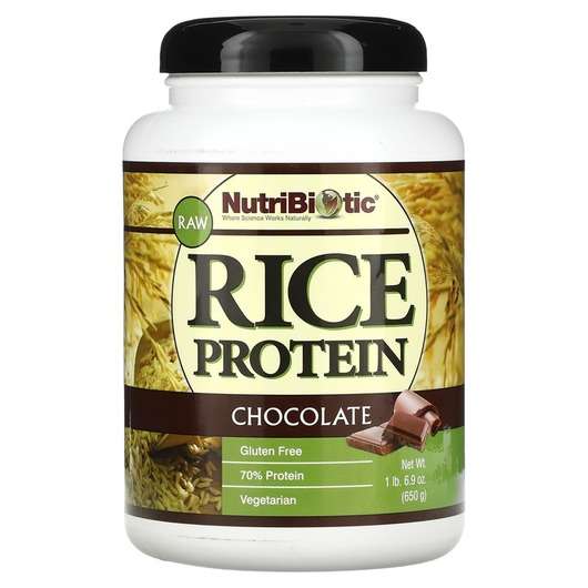 Основне фото товара NutriBiotic, Raw Rice Protein Chocolate, Рисовий протеїн, 650 г