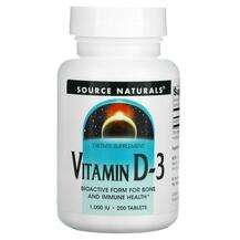 Source Naturals, Vitamin D-3 1000 IU 200, Вітамін D-3 1000 МО,...