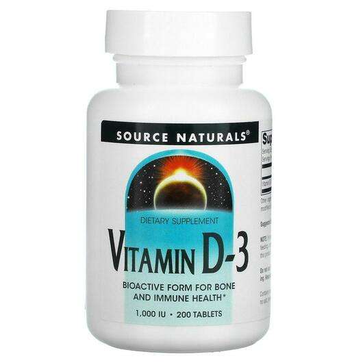 Основне фото товара Source Naturals, Vitamin D-3 1000 IU 200, Вітамін D-3 1000 МО,...