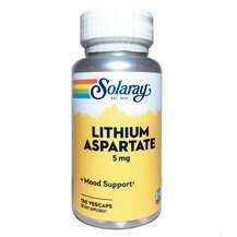 Solaray, Литий Аспартат 5 мл, Lithium Aspartate 5 mg, 100 капсул