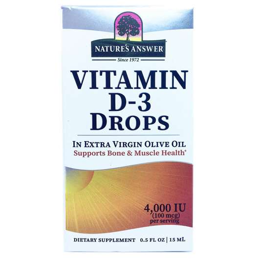 Основне фото товара Nature's Answer, Vitamin D-3 Drops 4000 IU, Вітамін D3 4000 МО...