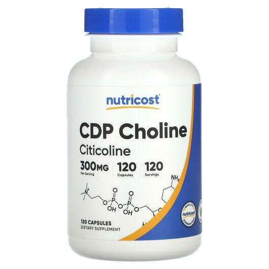 Основне фото товара Nutricost, CDP Choline Citicoline 300 mg, Вітамін B4 Холін, 12...