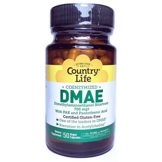 Основне фото товара Country Life, Coenzymized DMAE, Діметіламіноетанол 350 мг, 50 ...