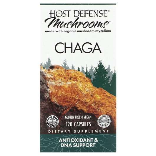 Основне фото товара Host Defense Mushrooms, Chaga, Гриби Чага, 120 капсул