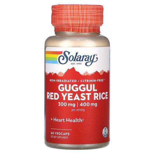 Основное фото товара Solaray, Красный дрожжевой рис, Guggul Red Yeast Rice, 60 капсул