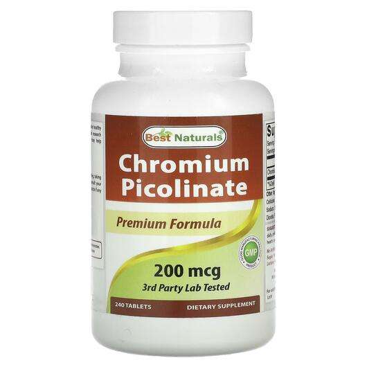 Основне фото товара Best Naturals, Chromium Picolinate 200 mcg, Хром, 240 таблеток