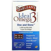 Barlean's, Ideal Omega 3 Orange 1000 mg, Омега-3, 60 капсул