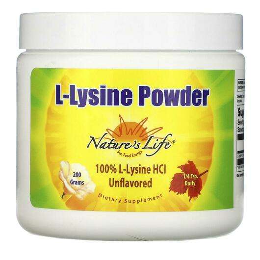 Основное фото товара Natures Life, L-Лизин, L-Lysine Powder Unflavored, 200 г