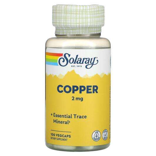 Основное фото товара Solaray, Медь 2 мг, Copper 2 mg, 100 капсул