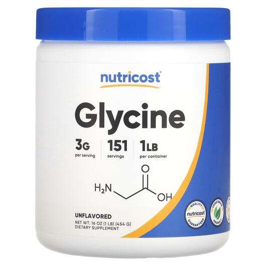 Основное фото товара Nutricost, L-Глицин, Glycine Unflavored, 454 г