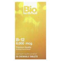 Bio Nutrition, Витамин B, Vitamin B-12 Cherry 6000 mcg, 50 таб...