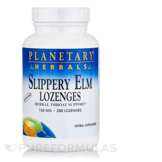 Основне фото товара Planetary Herbals, Slippery Elm Lozenges Unflavored 150 mg, Сл...