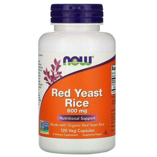 Основне фото товара Now, Red Yeast Rice, Червоний дріжджовий Рис 600 мг, 120 капсул