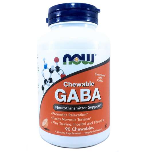 Основне фото товара Now, Chewable GABA 500 mg, ГАМК, 90 таблеток