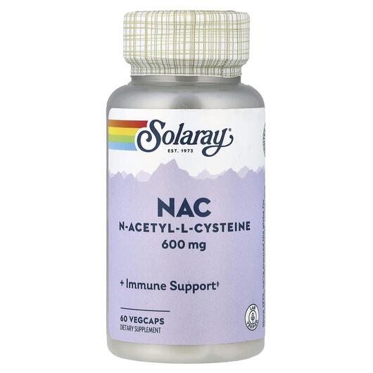 Основне фото товара Solaray, NAC 600 mg, N-ацетилцистеїн, 60 капсул