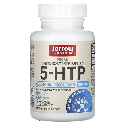 Основне фото товара Jarrow Formulas, 5-HTP, 5-гідрокситриптофан 100 мг, 60 капсул