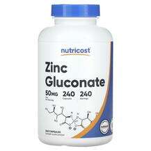 Nutricost, Цинк, Zinc Gluconate 50 mg, 240 капсул