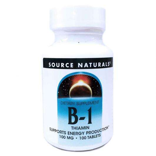Основне фото товара Source Naturals, B-1 Thiamin 100 mg 100, Тіамін 100 мг, 100 та...
