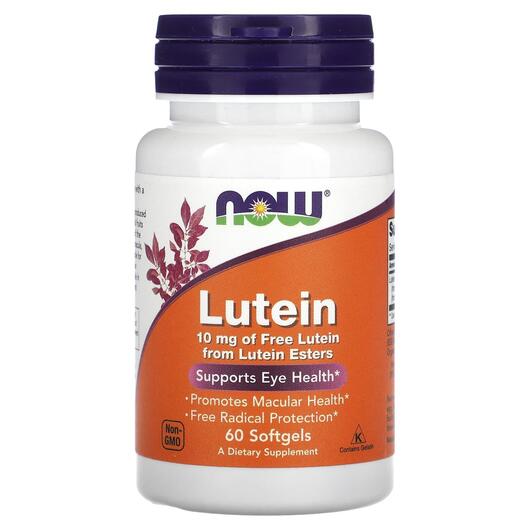 Основне фото товара Lutein 10 mg Основне фото товара NOW Foods, Lutein 10 mg, Лютеїн, 60 капсул