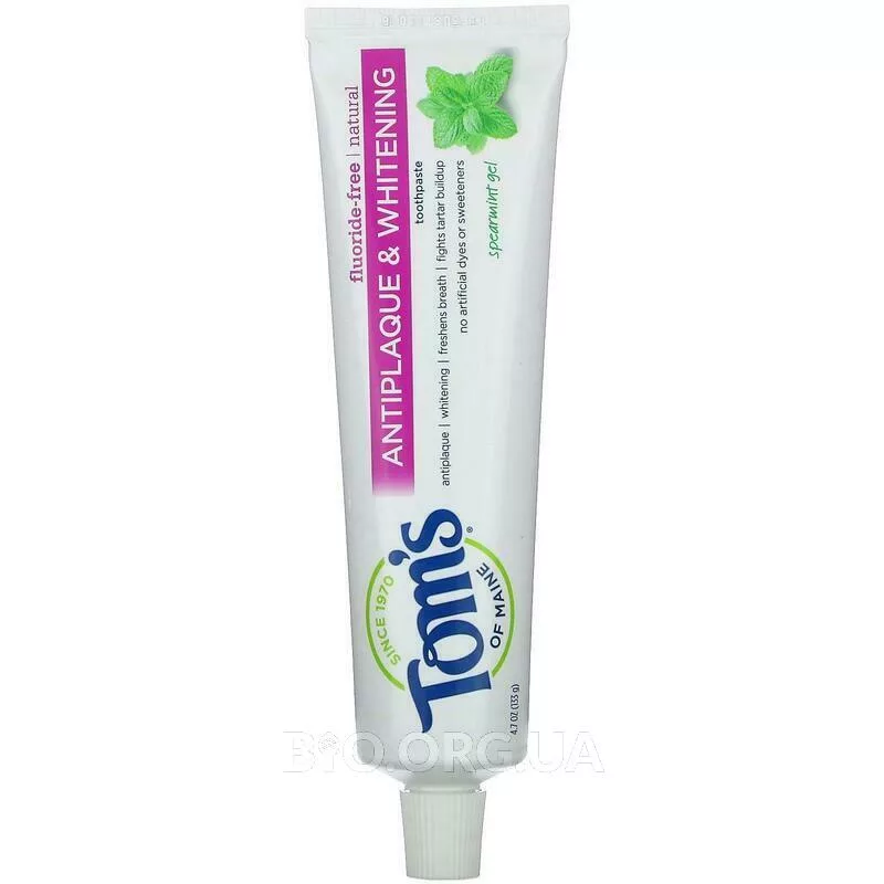 Фото товара Томс Антибактериальная отбеливающая зубная паста без фторида мятный гель 133 г