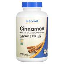 Nutricost, Экстракт корицы, Cinnamon 1200 mg, 150 капсул