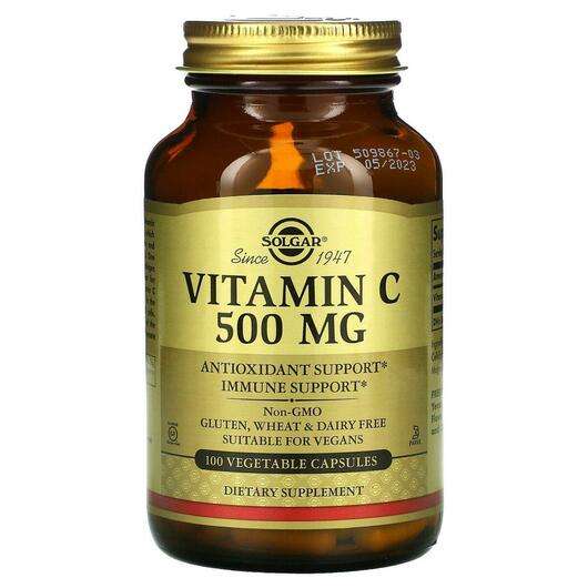 Основне фото товара Solgar, Vitamin C 500 mg 100 Vegetable, Вітамін С 500 мг, 100 ...