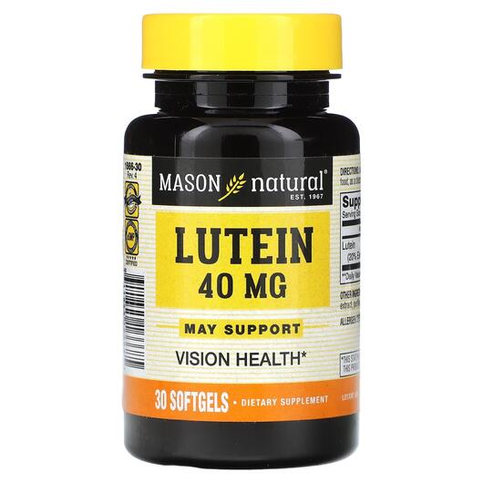 Основне фото товара Lutein 40 mg Основне фото товара Mason, Lutein 40 mg, Лютеїн, 30 капсул