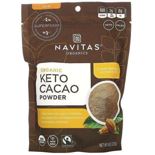 Основное фото товара Navitas Organics, Какао Порошок, Organic Keto Cacao Powder, 227 г