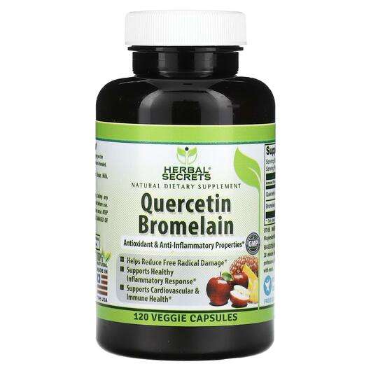Основное фото товара Herbal Secrets, Кверцетин, Quercetin Bromelain, 120 капсул