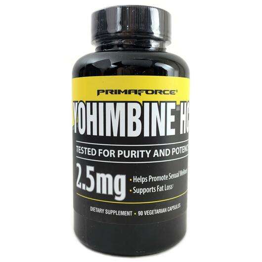 Основне фото товара Primaforce, Yohimbine HCl 2.5 mg, Йохимбин HCl 25 мг, 90 капсул