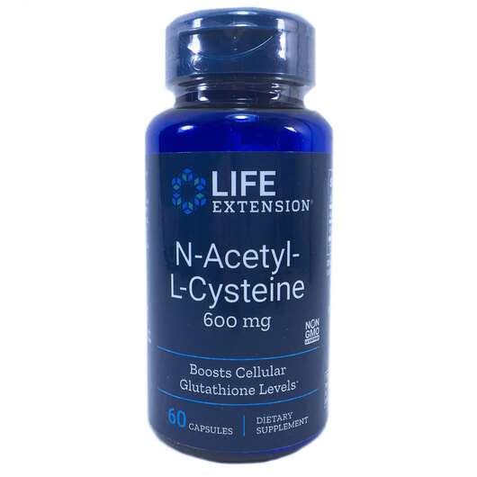 Основне фото товара Life Extension, N-Acetyl & L-Cysteine 600 mg, N-ацетил і L...