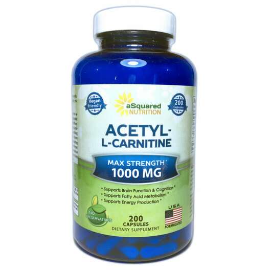 Основне фото товара aSquared Nutrition, Acetyl L-Carnitine 1000 mg, L-Карнітин, 20...