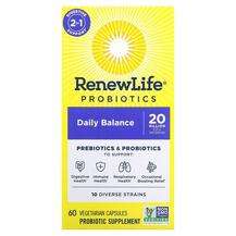 Renew Life, Probiotics Daily Balance, Пробіотики, 60 капсул