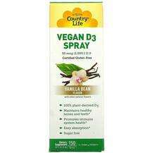 Country Life, Vitamin D3 Spray Vanilla Bean Flavor 50 mcg 2000...
