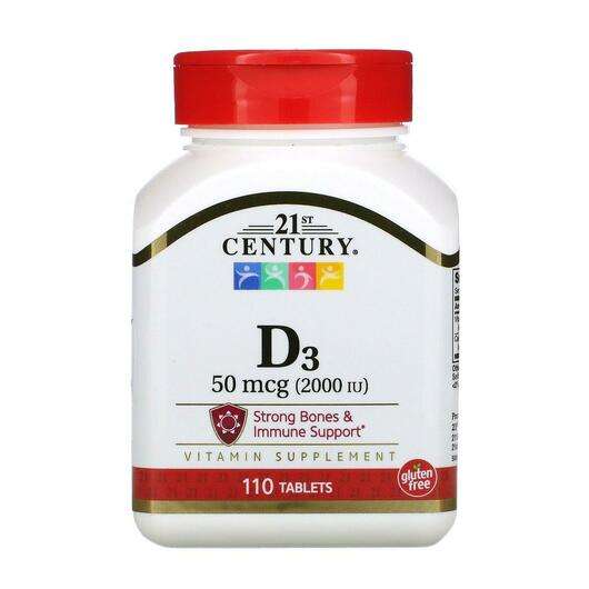 Основное фото товара 21st Century, Витамин D3 2000 МЕ, Vitamin D3 50 mcg, 110 таблеток