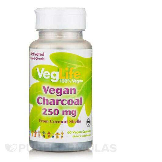 Основное фото товара VegLife, Активированный уголь, Vegan Charcoal 250 mg, 60 капсул
