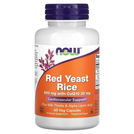 Основне фото товара NOW Foods, Red Yeast Rice 600 mg, Червоний дріжджовий рис, 60 кап