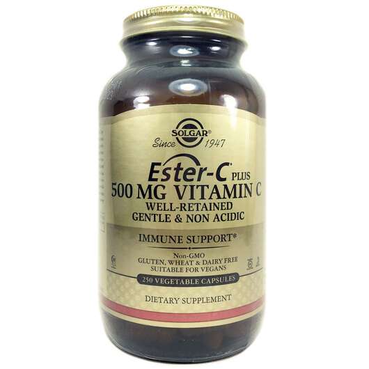 Основне фото товара Solgar, Ester-C Plus 500 mg Vitamin C, Естер С, 250 капсул