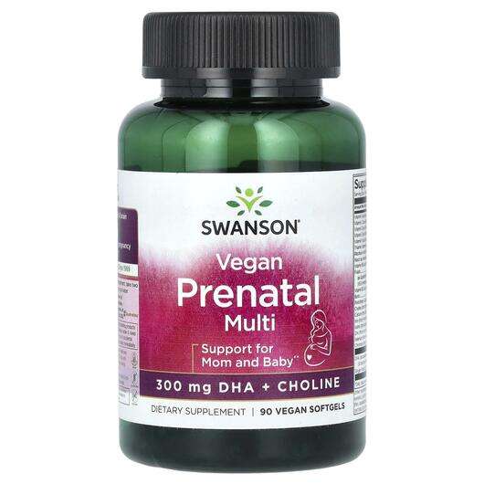 Основне фото товара Swanson, Vegan Prenatal Multi, Мультивітаміни для вагітних, 90...