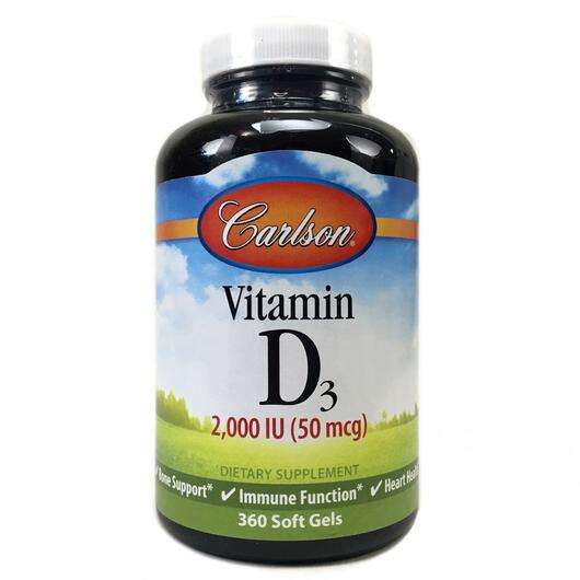 Основное фото товара Carlson, Витамин D3 2000 МЕ 50 мкг, Vitamin D3 2000 IU 50 mcg,...