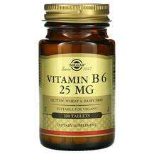 Solgar, Vitamin B6 25 mg, Вітамін B6 25 мг, 100 таблеток
