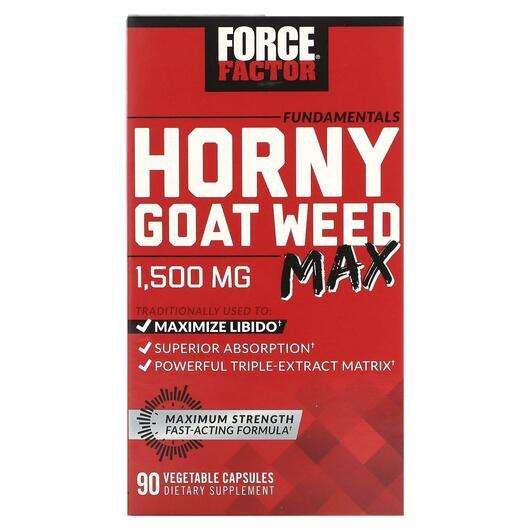Основне фото товара Force Factor, Fundamentals Horny Goat Weed Max 1500 mg, Горянк...