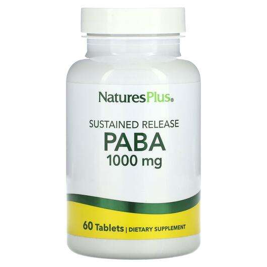Основне фото товара Natures Plus, Sustained Release PABA 1000 mg, 4-Амінобензойна ...