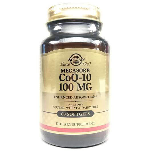 Основное фото товара Solgar, Мегасорб Q-10 100 мг, Megasorb CoQ-10 100 mg, 60 капсул