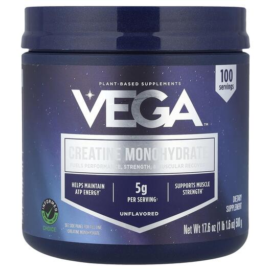 Основное фото товара Vega, Креатин, Creatine Monohydrate Unflavored, 500 г