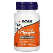 Now, L-Теанин 200 мг, L-Theanine Double Strength 200 mg, 60 ка...