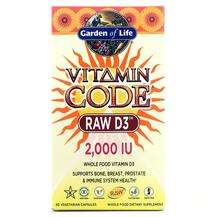 Garden of Life, Vitamin Code RAW D3 2000 IU, Вітамін D3, 60 ка...